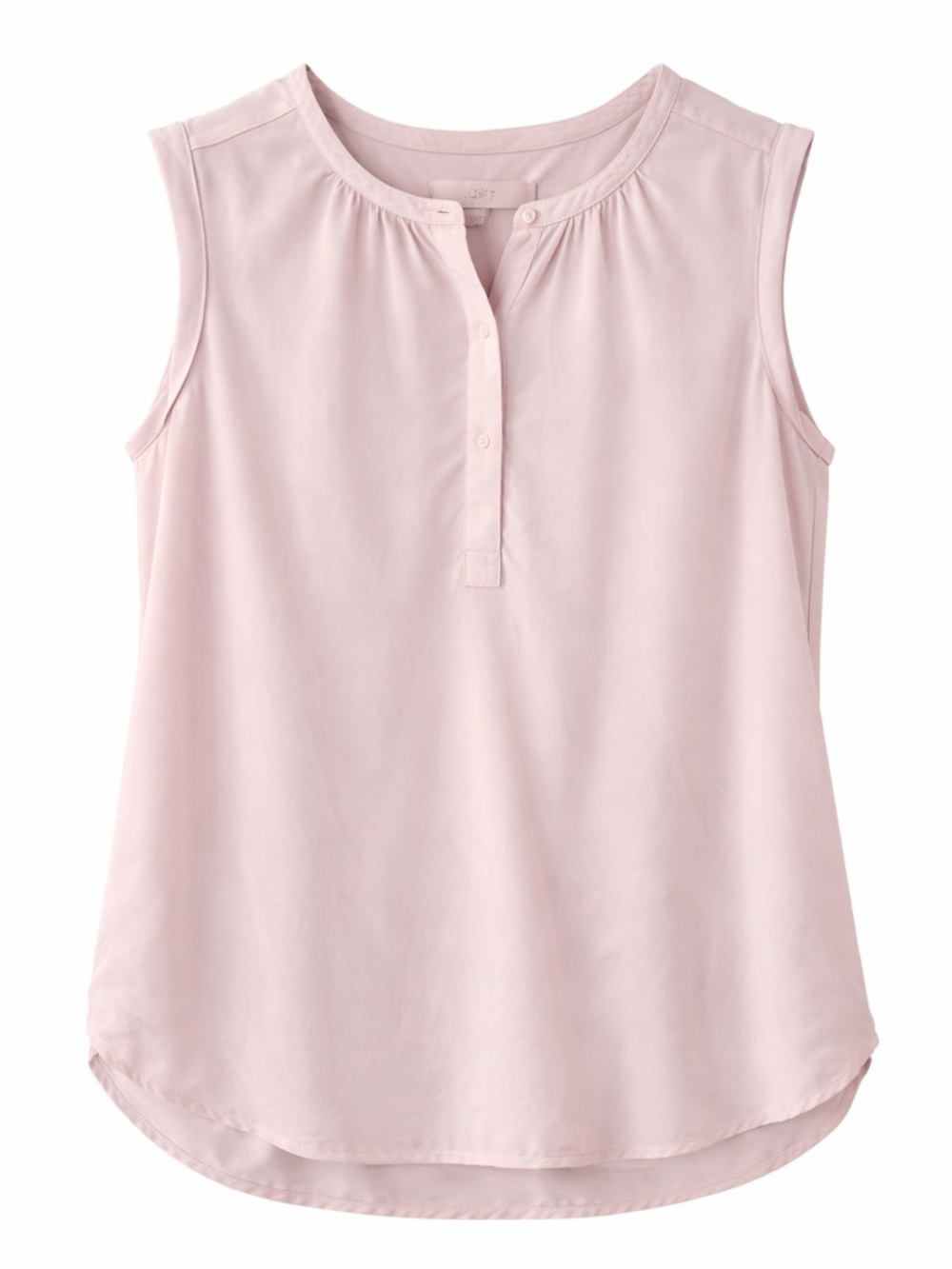 LOFT Sleeveless Henley Blouse in Light Pink - Picture 2 of 9